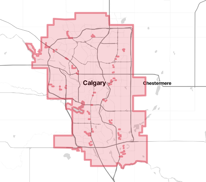 Map of the Calgary study region.